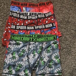 Marvel Spider-Man and Minecraft Boxer Briefs - Red, Black, Green, Gray